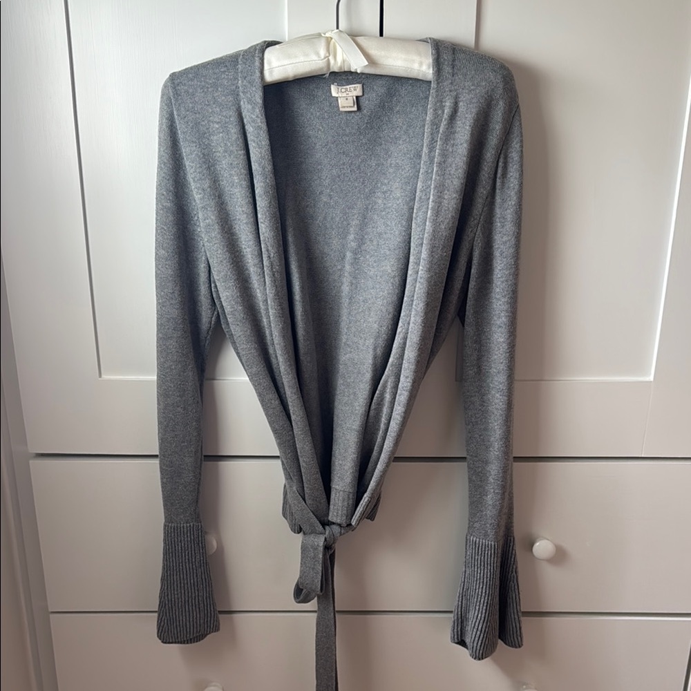 J. Crew Gray Cardigan Sweater Open-Front Design